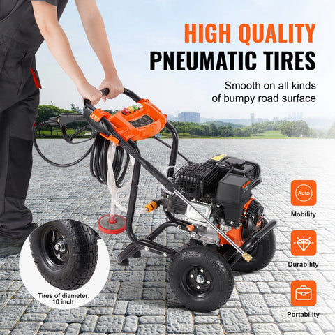 Gas Pressure Washer 3500 PSI 2.6 GPM with 5 Nozzle Set for Cars and Fences