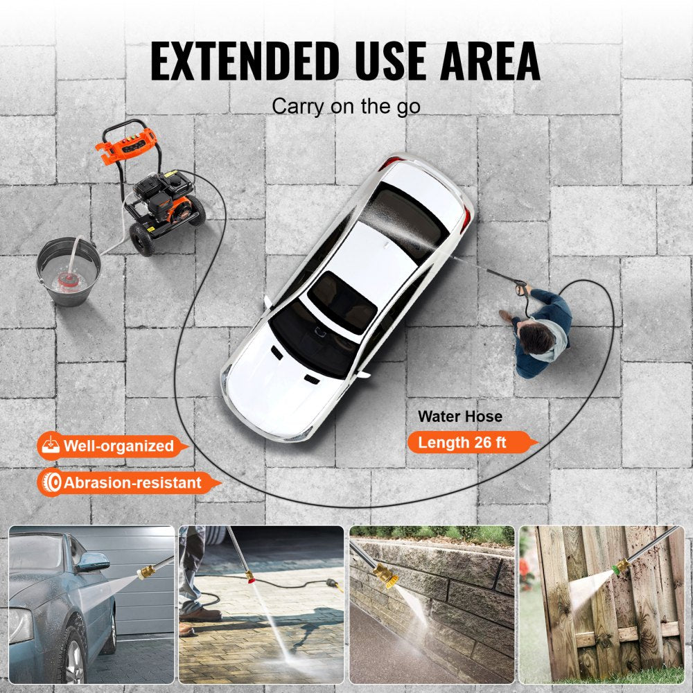 Gas Pressure Washer 3500 PSI 2.6 GPM with 5 Nozzle Set for Cars and Fences