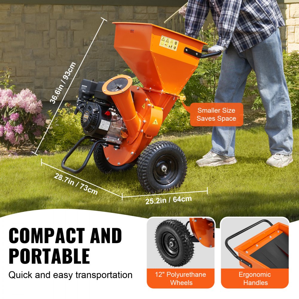 Wood Chipper Shredder Mulcher 7HP Heavy Duty Gas Powered 3in 212cc 4.1kW