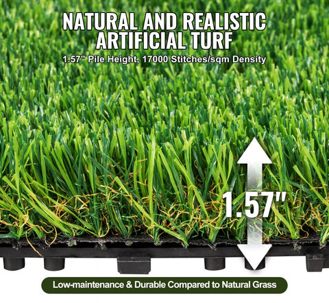 Artifical Grass Tiles Interlocking Turf Deck Set, 18 Pack - 12"x12", Synthetic Fake Grass Self-draining Mat Flooring Decor Pad, Perfect For Multi-Purpose Indoor Outdoor Entryway Scraper Dog Mats