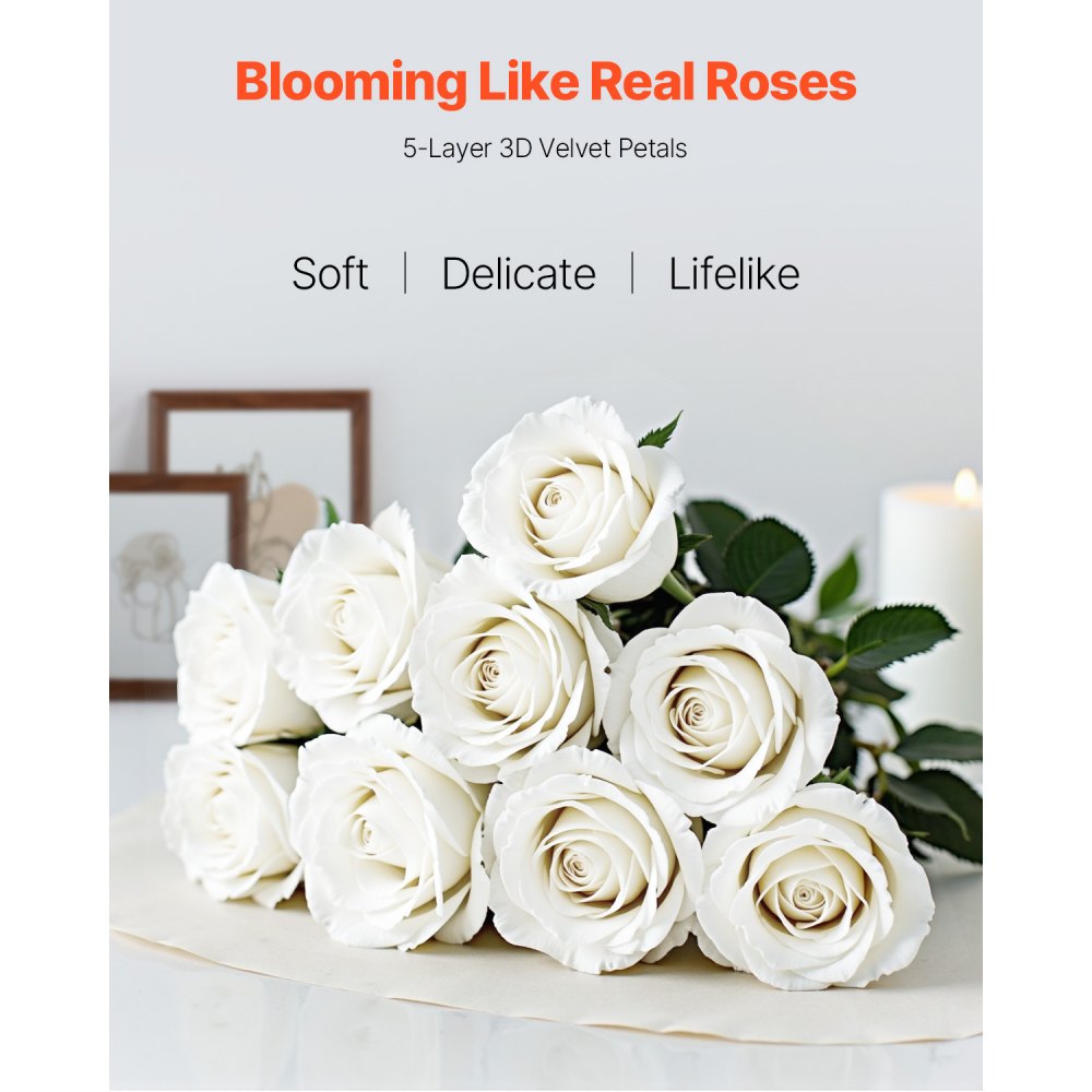60 White Roses Simulation Bouquet, Perfect for Christmas Home Wedding Decoration