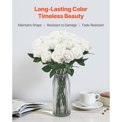 60 White Roses Simulation Bouquet, Perfect for Christmas Home Wedding Decoration