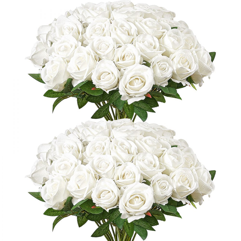 60 White Roses Simulation Bouquet, Perfect for Christmas Home Wedding Decoration