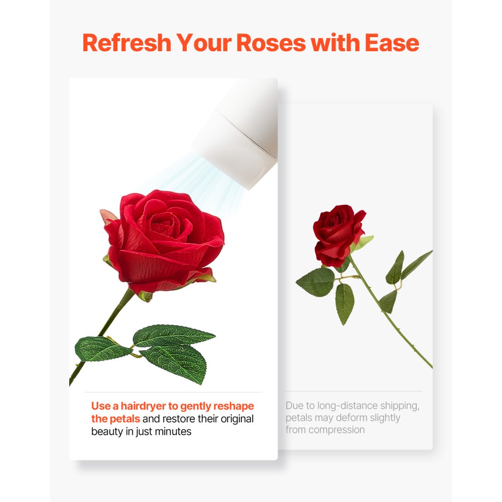 60 Pcs Red Roses Artificial Flowers Realistic Bouquet for Xmas Home Decor