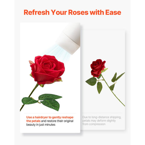 60 Pcs Red Roses Artificial Flowers Realistic Bouquet for Xmas Home Decor
