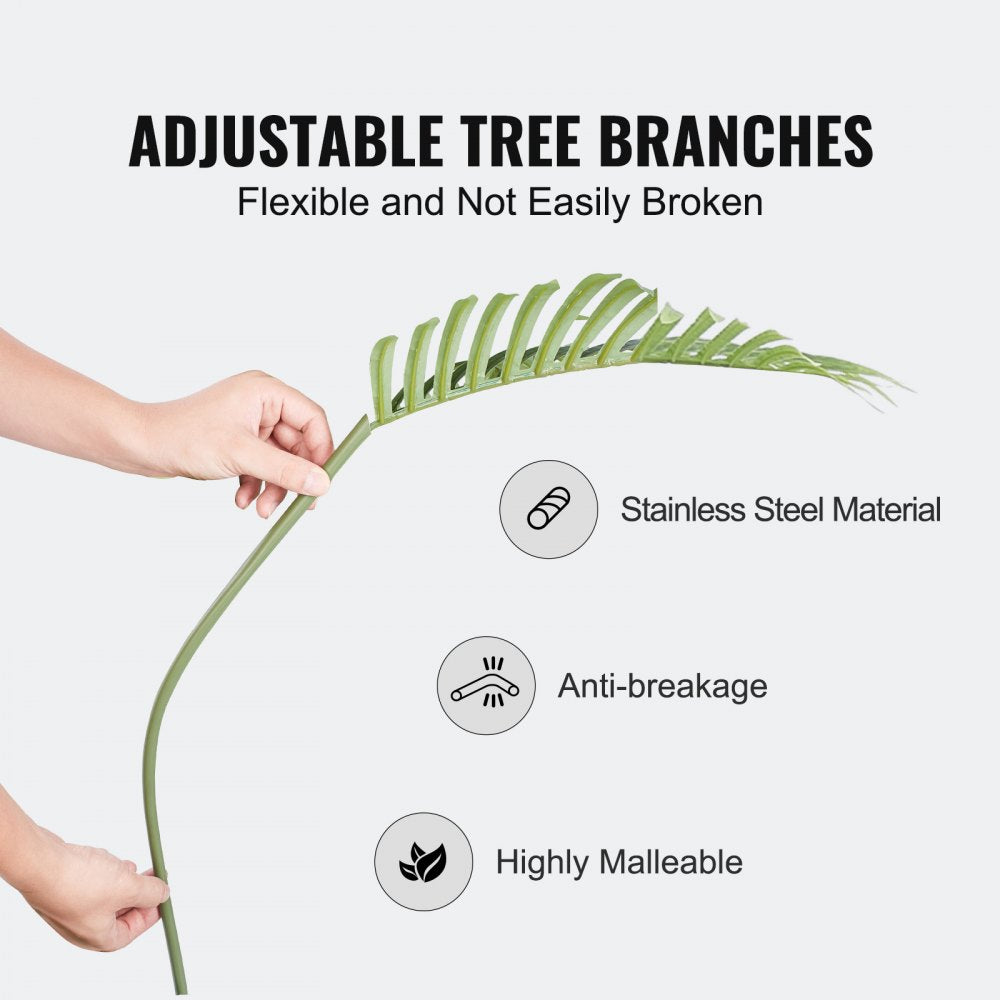 Artificial Palm Tree, 4 FT Tall Faux Plant, Secure PE Material & Anti-Tip Tilt Protection Low-Maintenance Plant, Lifelike Green Fake Tree for Home Office Warehouse Decor Indoor Outdoor