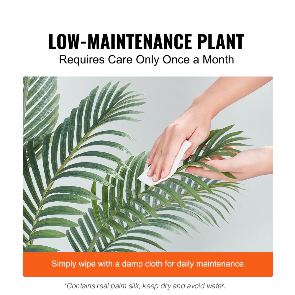 Artificial Palm Tree, 4 FT Tall Faux Plant, Secure PE Material & Anti-Tip Tilt Protection Low-Maintenance Plant, Lifelike Green Fake Tree for Home Office Warehouse Decor Indoor Outdoor