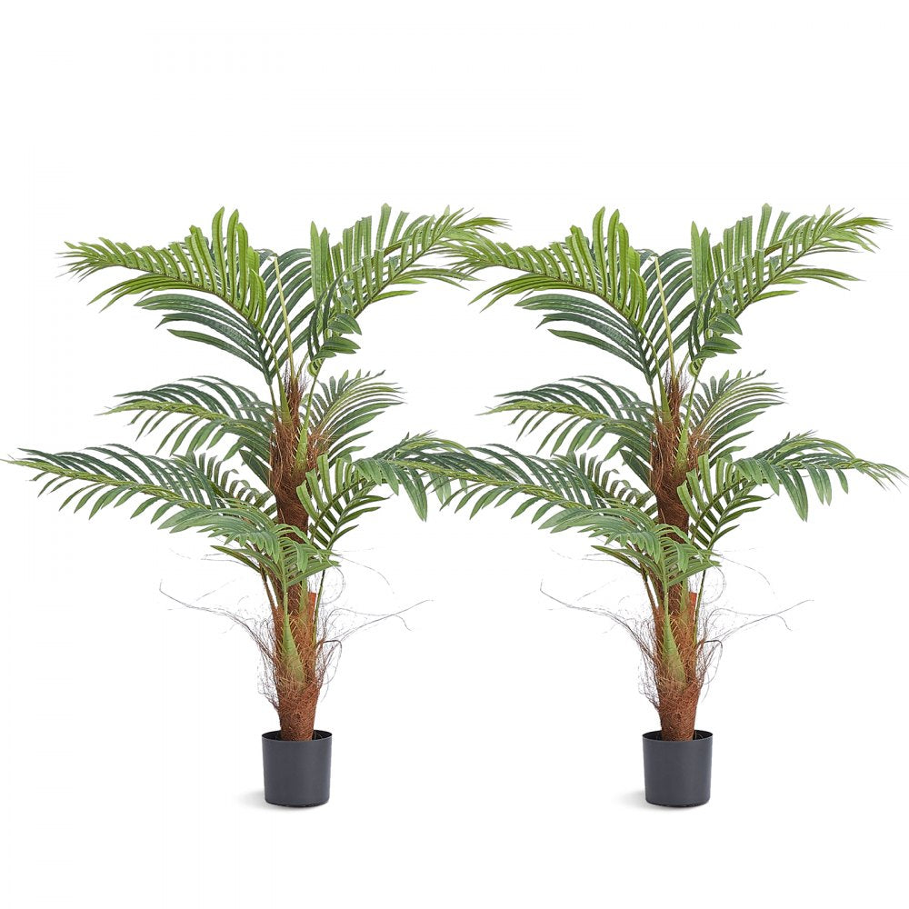 Artificial Palm Tree, 4 FT Tall Faux Plant, Secure PE Material & Anti-Tip Tilt Protection Low-Maintenance Plant, Lifelike Green Fake Tree for Home Office Warehouse Decor Indoor Outdoor