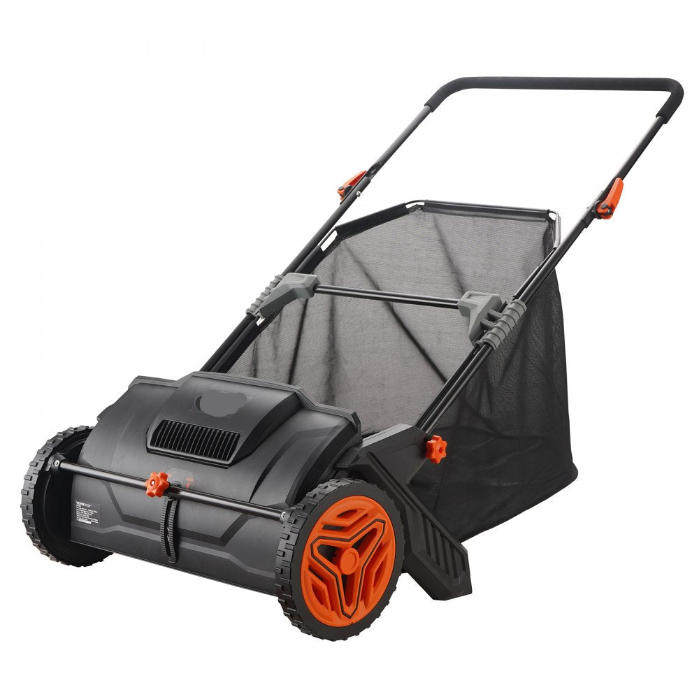 Push Lawn Sweeper 21 inch Leaf Grass Collector Durable Steel Frame Rubber Wheels 35 cu ft Hopper Bag 2 Spinning Brushes