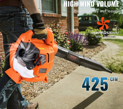 Leaf Blower 26cc 2 Cycle Handheld with Fuel Tank 2 in 1 Blower 425CFM Air Volume 156MPH Speed for Lawn Care Leaf Cleaning Snow Removal