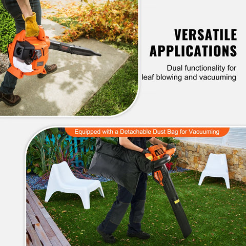 Leaf Blower 26cc 2 Cycle Handheld with Fuel Tank 2 in 1 Blower 425CFM Air Volume 156MPH Speed for Lawn Care Leaf Cleaning Snow Removal