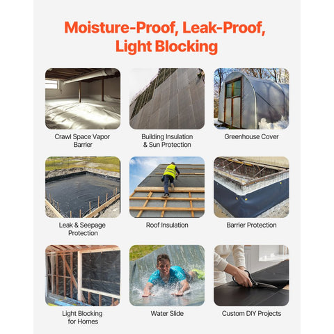 3FT x 50FT Plastic Sheeting Heavy Duty, 4 Mil Thick Plastic Sheeting Roll, Plastic Drop Cloth Painters Tarp, Polyethylene Covering for Crawl Space Vapor Barrier, Multi-Purpose, Black
