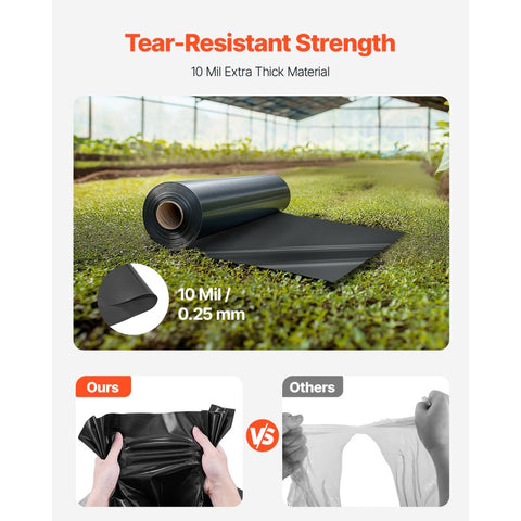 5 x 100 FT Plastic Sheeting Heavy Duty, 10Mil Thick Plastic Sheeting Roll, Plastic Drop Cloth Painters Tarp, Polyethylene Covering for Crawl Space Vapor Barrier, Multi-Purpose, Black