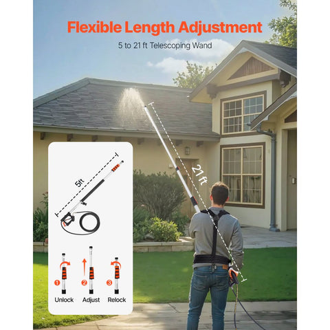 Pressure Washer Telescoping Wand 21 ft 4000 psi Telescopic Spray Wand 7 Nozzles