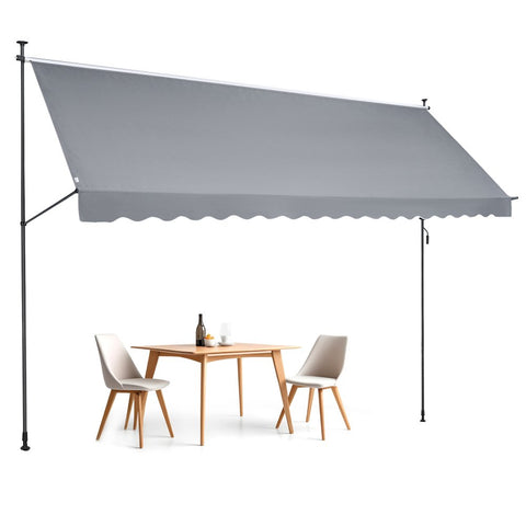 178x47" Patio Awning Retractable Awning Sunshade Shelter with Crank Handle