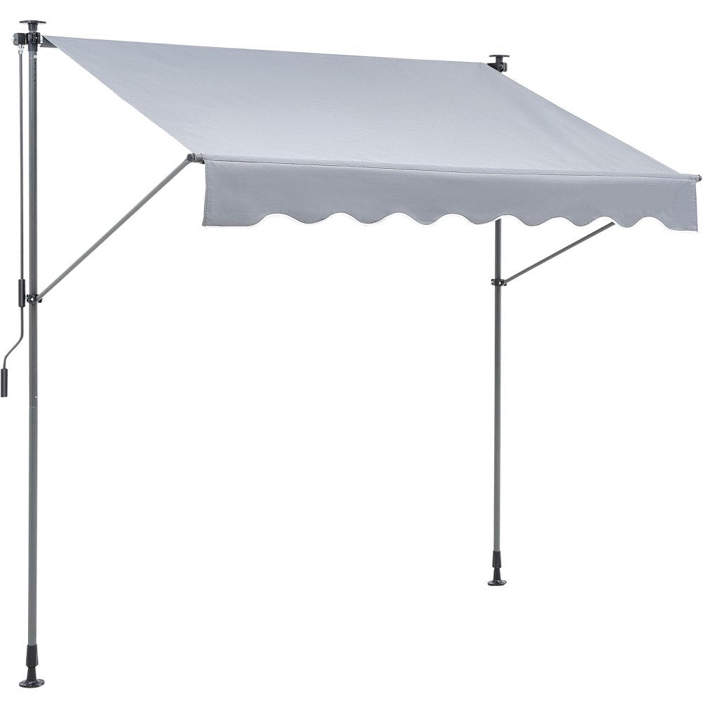 Manual Retractable Awning 78" Outdoor Patio Sunshade Shelter Adjustable Door Window Canopy with 39" Sun Shade Curtain for Backyard Garden Balcony