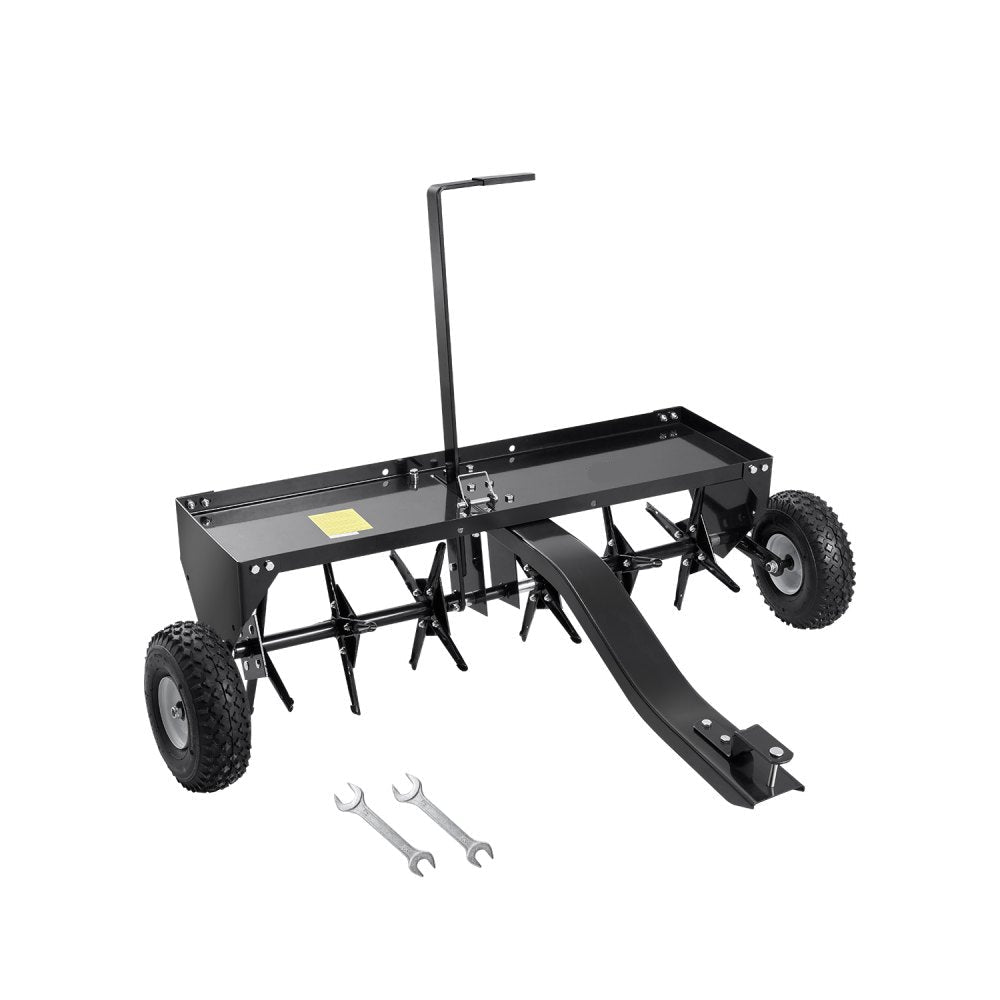 Tow Behind Plug Aerator 40in Lawn Aerator with Universal Hitch Pull Behind Aerator with Iron Spikes Alternately Arranged for Gardens Lawns Farms