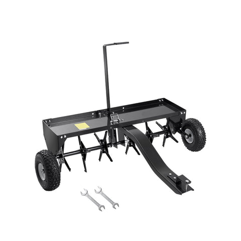 Tow Behind Plug Aerator 40in Lawn Aerator with Universal Hitch Pull Behind Aerator with Iron Spikes Alternately Arranged for Gardens Lawns Farms