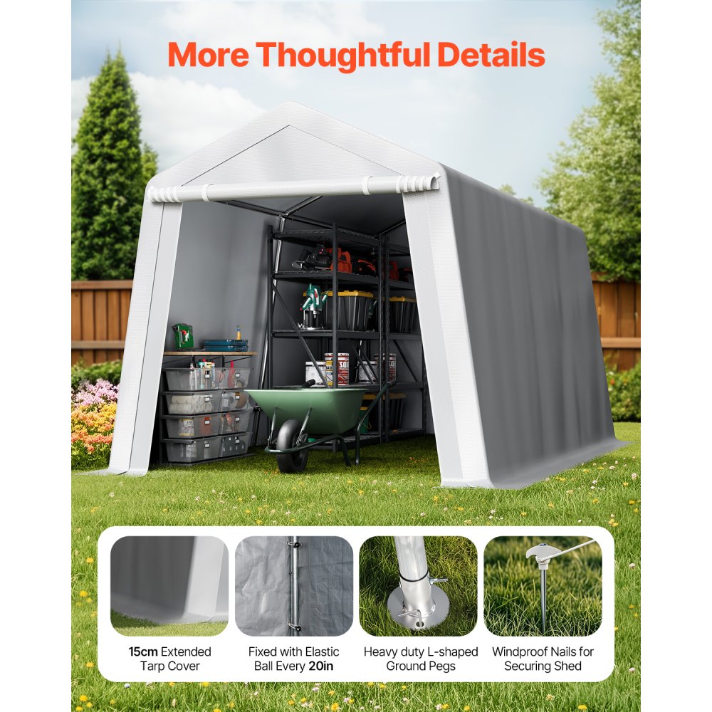 Outdoor Storage Shelter Shed 8x14 ft Waterproof Portable Canopy Carport Tent