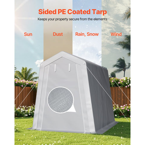 Outdoor Storage Shelter Shed 6x8 ft Waterproof Portable Canopy Carport Tent