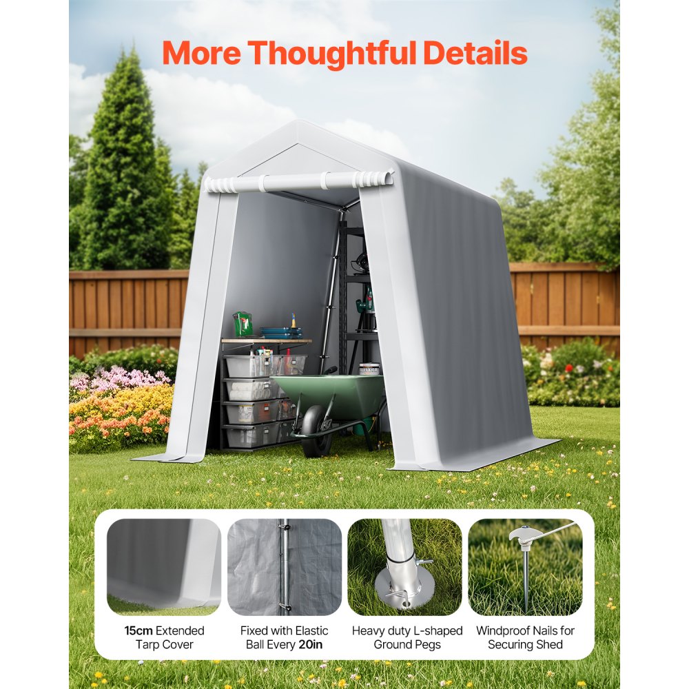 Outdoor Storage Shelter Shed 6x8 ft Waterproof Portable Canopy Carport Tent