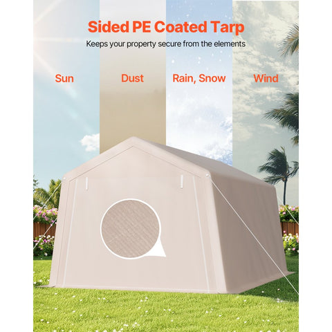 Outdoor Storage Portable Shed 10x15 ft Waterproof Canopy Garage Tent 2 Doors