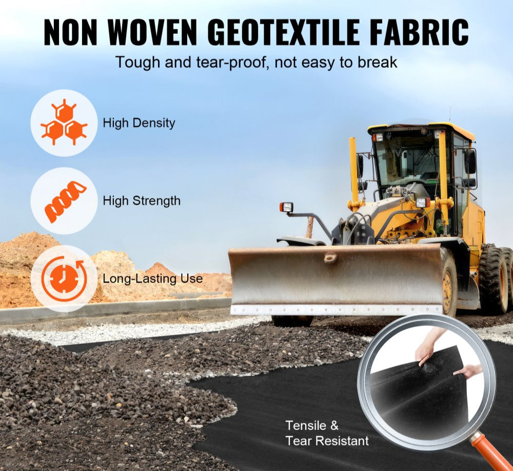 Non-Woven Geotextile Fabric 10x100ft 8oz Ground Cover Weed Control Fabric