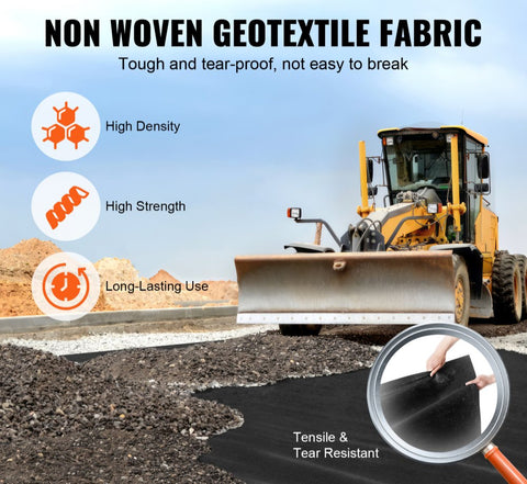 Non-Woven Geotextile Fabric 10x100ft 8oz Ground Cover Weed Control Fabric