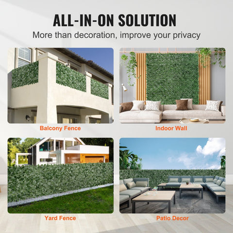 Privacy Ivy Fence, 59 x 118in Artificial Green Wall Screen, Greenery Ivy Fence with Mesh Cloth Backing and Strengthened Joint, Faux Hedges Vine Leaf Decoration for Outdoor Garden, Yard, Balcony