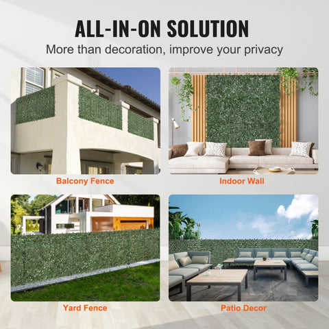 Ivy Privacy Fence, 59 x 98 in Artificial Green Wall Screen, Greenery Ivy Fence with Strengthened Joint, Faux Hedges Vine Leaf Decoration for Outdoor Garden, Yard, Balcony, Patio Decor