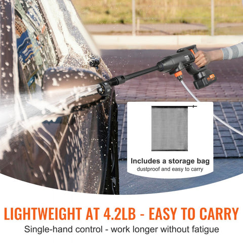 Cordless Pressure Washer 580 PSI 1.1 GPM Portable Power Cleaner Handheld High Pressure Car Washer Gun with 4.0Ah Battery Charger 6 in 1 Nozzle for Home Floor Cleaning and Watering