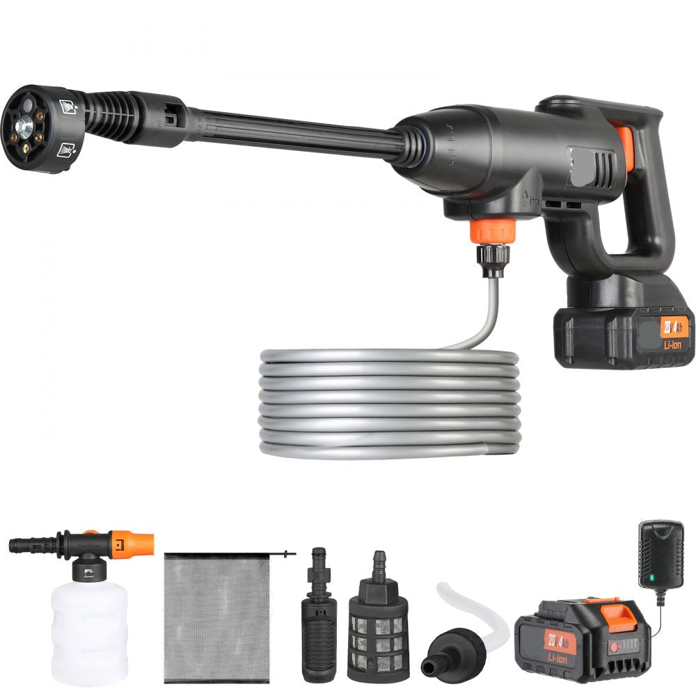 Cordless Pressure Washer 580 PSI 1.1 GPM Portable Power Cleaner Handheld High Pressure Car Washer Gun with 4.0Ah Battery Charger 6 in 1 Nozzle for Home Floor Cleaning and Watering