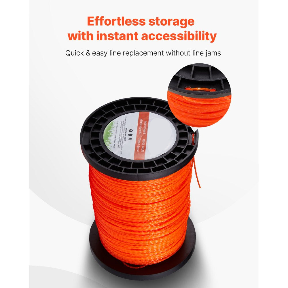 0.095 inch Orange Twist String Trimmer Line Heavy Duty Grass Weed Eater