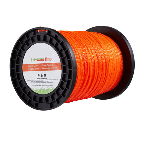 0.095 inch Orange Twist String Trimmer Line Heavy Duty Grass Weed Eater