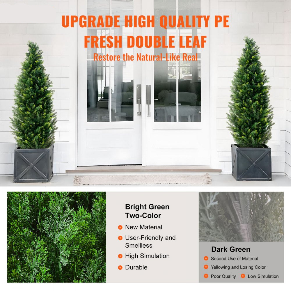 2 Pack 4' Artificial Cedar Topiary Tree Faux Plant UV Decor In/Outdoor