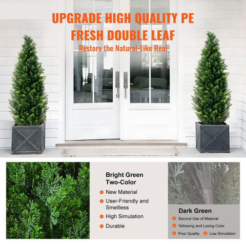 2 Pack 4' Artificial Cedar Topiary Tree Faux Plant UV Decor In/Outdoor