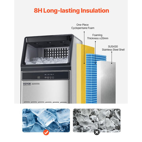 Commercial Ice Maker Freestanding Cabinet Machine 120lbs/24H 55 Ice Cubes