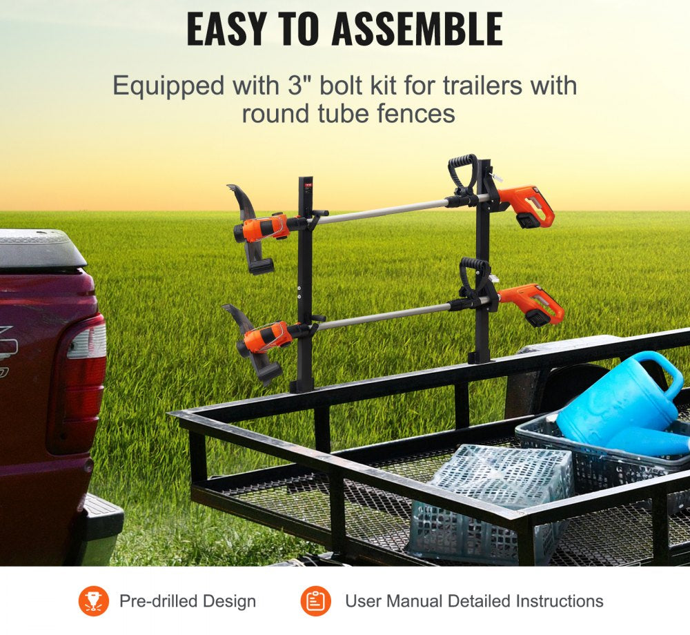 Trimmer Rack, 2 Place Weeder Trimmer Rack, Trim Holder Trailer Rack Carrier with Zinc Alloy Password Lock, Mount On Landscape Truck Trailer Enclosed Trimmer Rack Weed Eater Racks, Pair