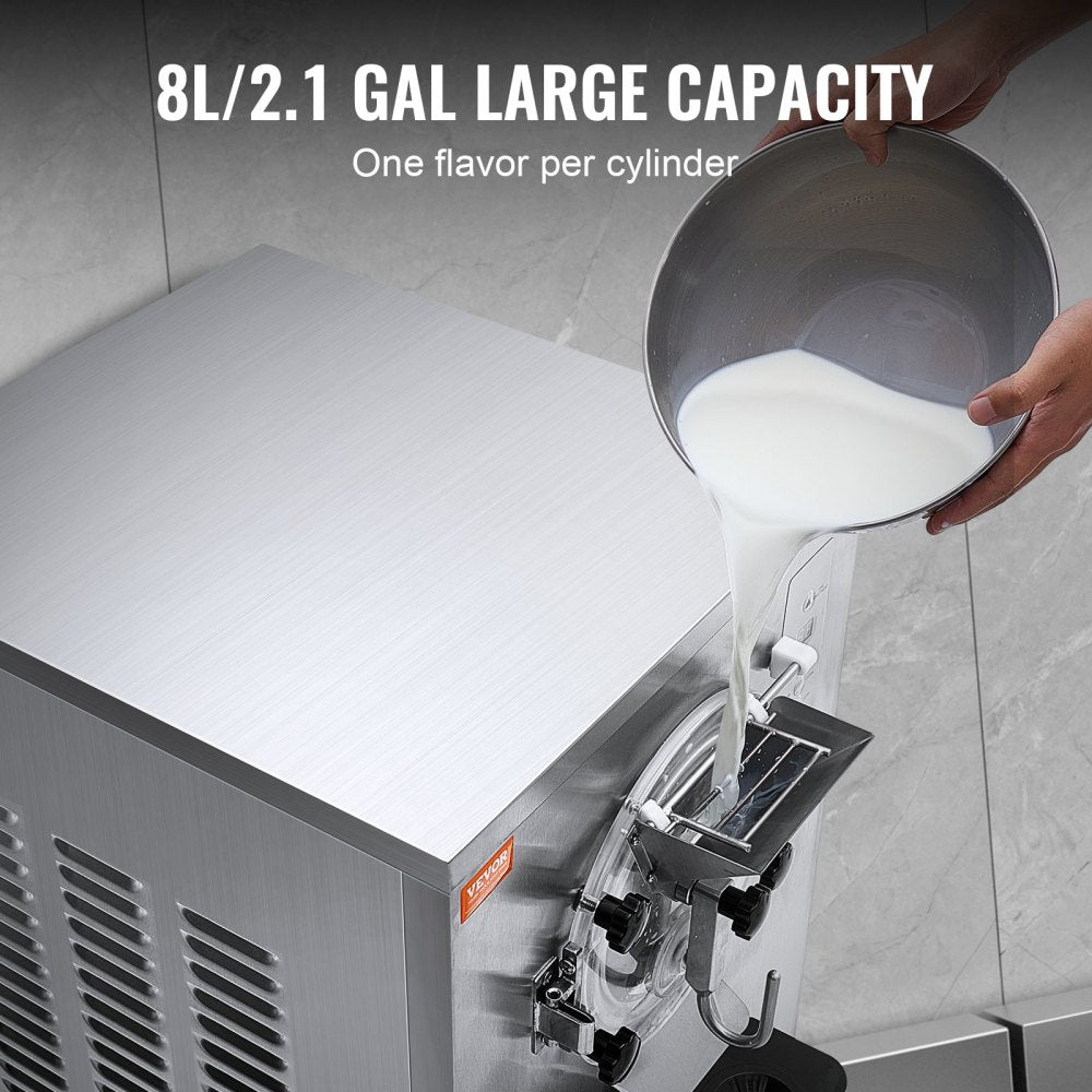 Commercial ice cream machine, 20-25 L/h, 2400 W, 8 L stainless steel liner, digital display, self-cleaning, adjustable hardness