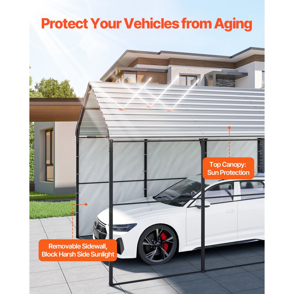 10' x 15' Metal Carport Heavy Duty Outdoor Car Shelter Garage for Boats