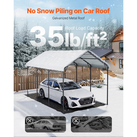 10' x 15' Metal Carport Heavy Duty Outdoor Car Shelter Garage for Boats
