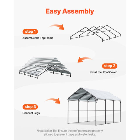 10' x 15' Metal Carport Heavy Duty Outdoor Car Shelter Garage for Boats