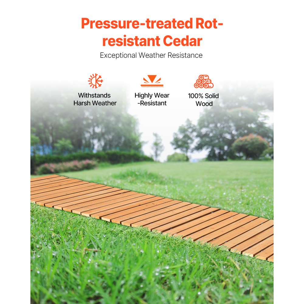 16 ft L x 17 in W Straight Wooden Garden Pathway Roll Out Garden Walkway