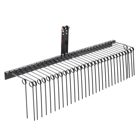 Tow Behind Landscape Rake 72in Dethatcher with 32 Steel Tines Fits Category 1 3 Point Hitch for Tractor Leaves Pine Needles Straw Grass